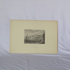 gravure print of Missolonghi in 1834, Greece wall hanging gravure, vintage gravure, vintage wall art, for wall, Missolonghi image / picture