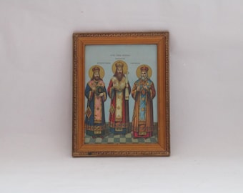 Three Taxiarches - Orthodox christian icon - Orthodox lithography - Greek Lithography, The three Taxiarches - gift for taxiarchis - Orthodox