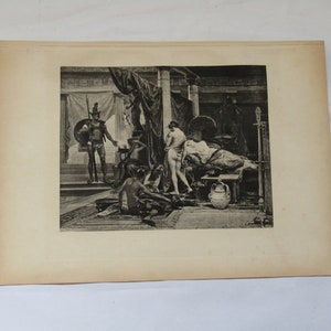 Ettore rimprovera Paride: 1892 Rotocalco neoclassico, Mitologia di Troia (35 x 50 cm)
