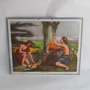 Carte murale éducative de l'école chrétienne « Caïn et Abel », carte murale scolaire vintage, tenture murale carte scolaire vintage, carte murale carte scolaire