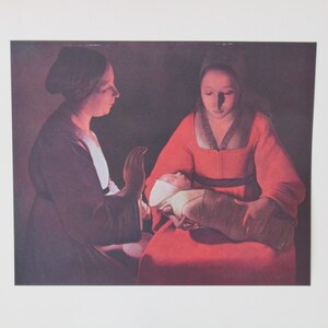 Georges de la Tour, kunstafdruk, Franse kunstafdruk, De pasgeboren baby, kaart scherpere kunstafdruk, genrekunst, zeldzame kunstafdruk, moederschap, afbeelding