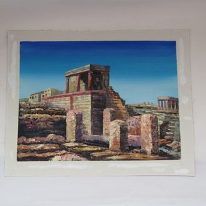 Knossos canvas, old painted canvas, Minoan painting, Knossos painting, palace of knossos image, knossos painted canvas, Minoan ruins