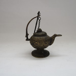 Vintage Ottoman Oil Lamp, very old oil lamp, 1890-1920, oil lamp antique, middle eastern oil lamp, Aladdin&#39;s lamp, hanging oil lamp, for him