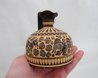 reproduction of Corinthian oinochoe, Handmade pottery, Corinthian oinochoe, Terracotta oinochoe, terracotta, handmade, Ancient Greece