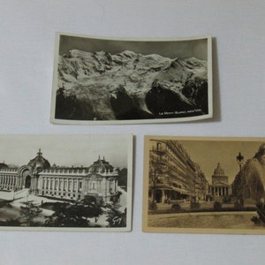 Français cartes postales vintage, Français cartes postales. Cartes postales de Paris, trois cartes postales Français et blanches de Paris, pour la collection