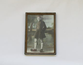 Antique Hand-Colored Photo: Greek Evzone Officer, Military Decor