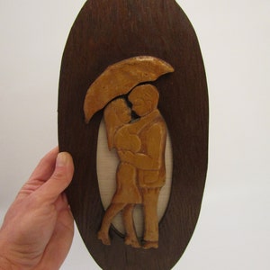 wooden wall hanging, couple in love wall hanging, couple in love sculpture, couple in love wall decor, vintage wall decor, wall hanging 70s