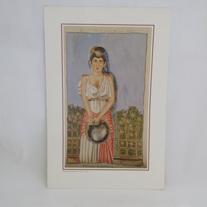 Vintage Greek Art Print by Theophilos: Female Dancer Folk Art