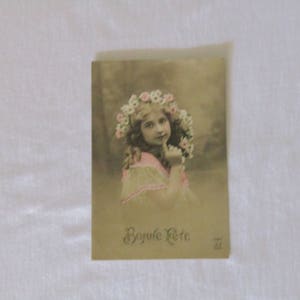 1910er Jahre farbige französische antike Geburtstagspostkarte, französische Vintage Postkarte, antike Postkarte, Geburtstagspostkarte, Sammlerpostkarte!