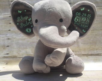 birth stat elephant etsy