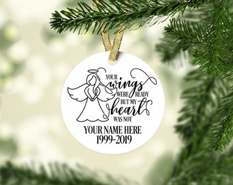 Personalized Memorial Keepsake Ornament - Bereavement Ornament - Miscarriage Memorial - Miscarriage gift - Your Wings Were Ready