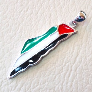 Mapa de Palestina y colgante bandera de plata de ley 925 k esmalte de alta calidad colorida joyería árabe envío rápido خارطه فلسطين