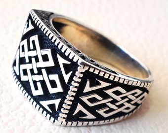 Keltische Sterling silber 925 schwerer Mann Ring rechteckige Form jeder Größe antiken Stil hochwertiger Schmuck