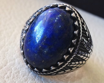 Lapis lazuli Oval Cabochon Naturstein dunkel blauen Mann Ring Sterling Silber 925 Männer Schmuck alle Größen 18 * 13 mm Antik Naher Osten