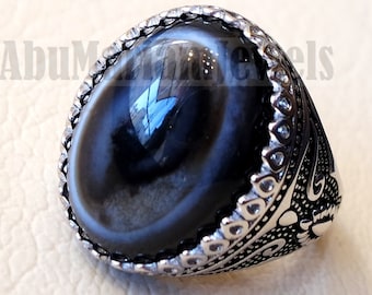 Sulymani aqeeq Huge agate natural  cabochon man ring sterling silver all sizes jewelry middle eastern arabic turkey antique style