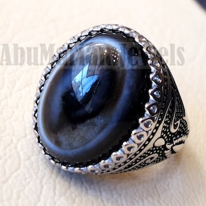 Sulymani aqeeq Huge agate natural  cabochon man ring sterling silver all sizes jewelry middle eastern arabic turkey antique style