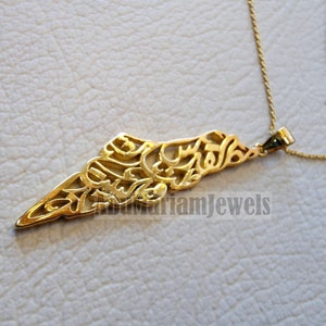Palestina kaart hanger met ketting beroemd gedicht vers 18k gouden sieraden Arabisch snelle verzending