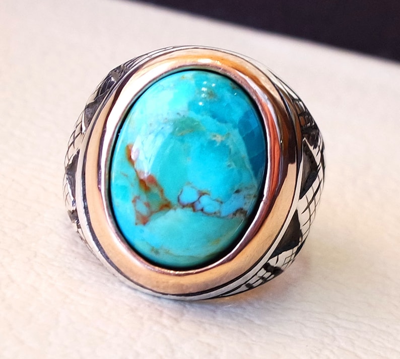 Arizona turquoise blue natural stone ring sterling silver 925 | Etsy