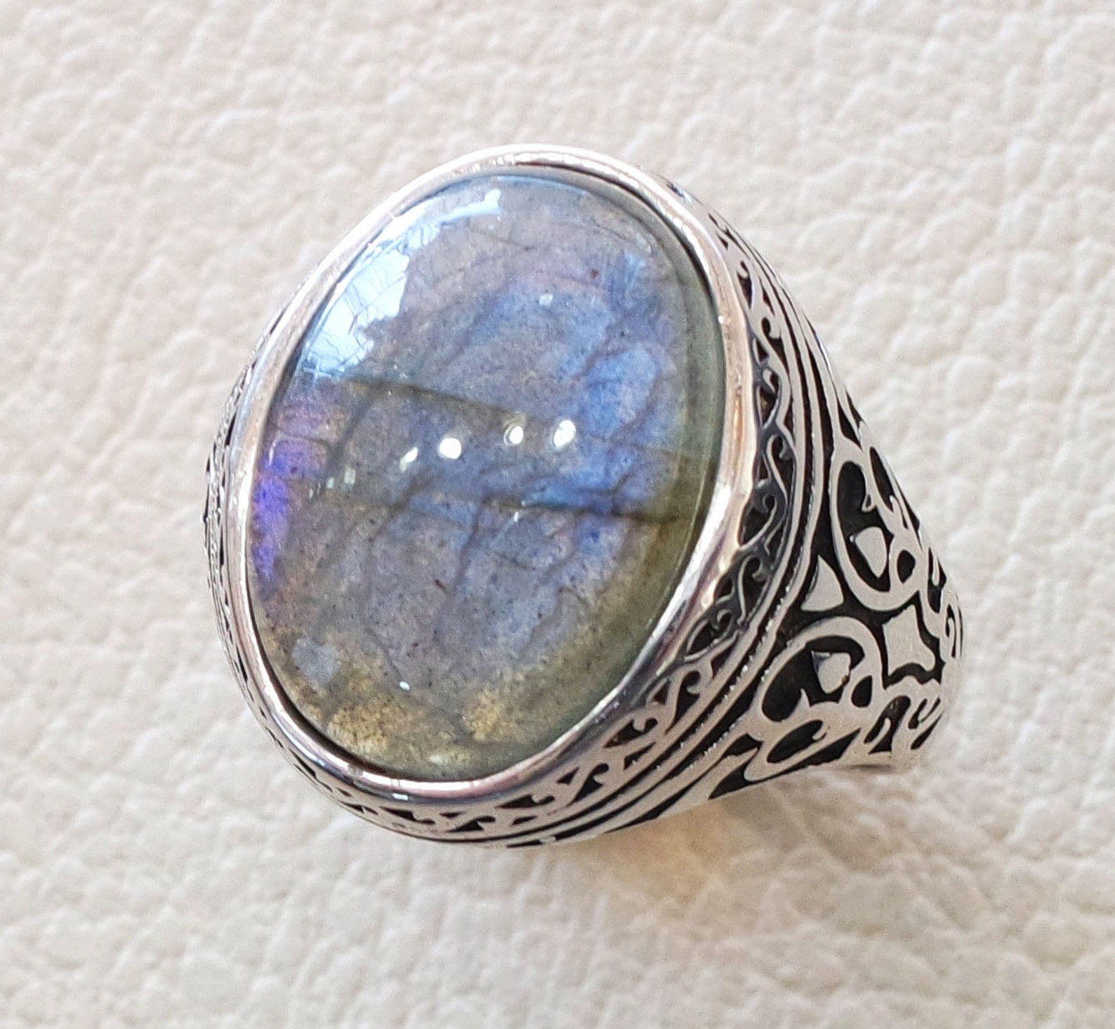Flashy Blue Labradorite Men Ring Sterling Silver 925 Natural Etsy