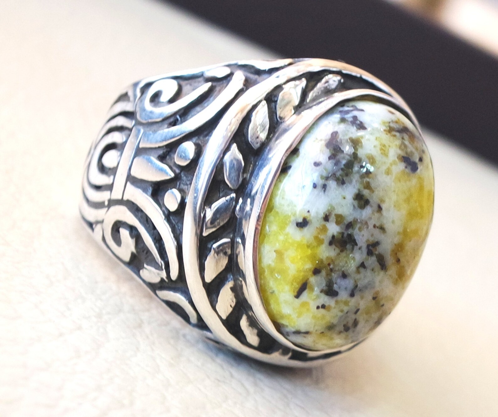 Yellow Dendritic Howlite Stone Natural Gem Sterling Silver 925 | Etsy