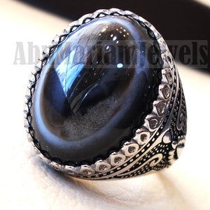 Sulymani aqeeq Huge agate natural cabochon man ring sterling silver all sizes jewelry middle eastern arabic turkey antique style image 5