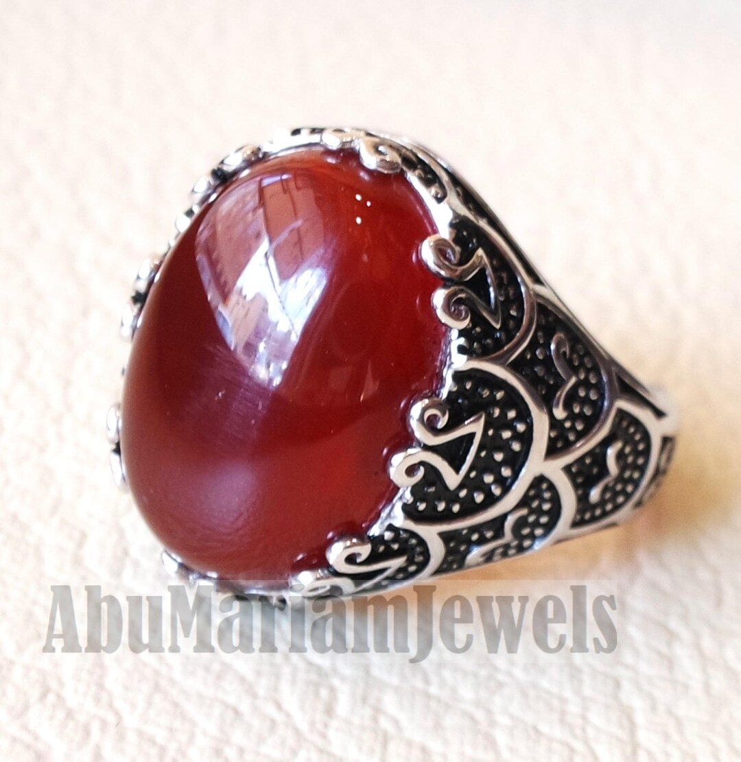 Bague Ancienne Orientale En Argent Massif 1000, Ornée De Cabochons De Turquoise - Taille Ajustable