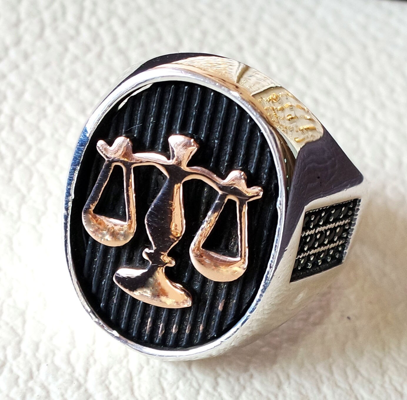 Scale of justice heavy men ring sterling silver 925 and bronze Etsy