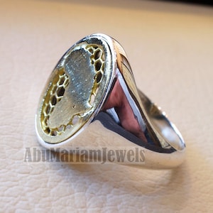 Africa map man ring sterling silver 925 and bronze Arabic oval signet style fast shipping all sizes خاتم أفريقيا