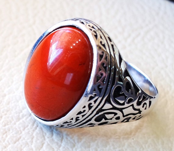 Red jasper mens ring deals