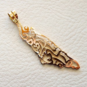 Palestina kaart hanger met beroemde gedicht vers 18 k gouden sieraden Arabisch snelle verzending خارطه و علم فلسطين