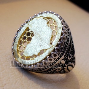 Africa map man ring sterling silver 925 and bronze Arabic oval oriental style fast shipping all sizes خاتم أفريقيا