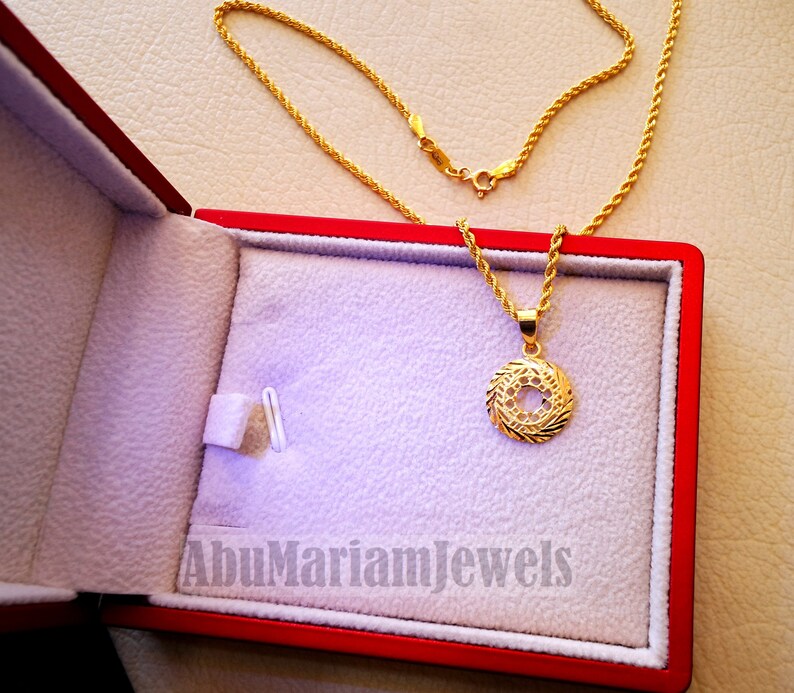 21K Gold Round Pendant With Rope Chain Gold Jewelry 16 and 20 - Etsy