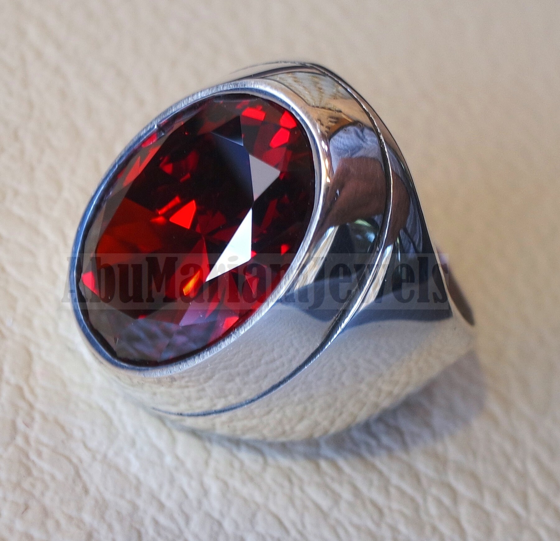 Turkish Jewelry HEAVY Red Garnet Stone 925 Sterling Silver Mens Ring All Size US Turkish Jewelry HEAVY Red Garnet Stone 925 Sterling Silver Mens Ring All Size US