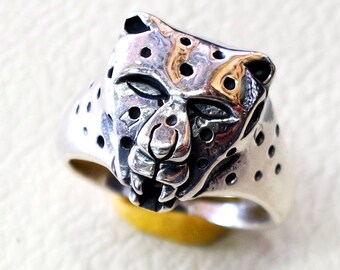 panther animal head ring heavy sterling silver 925 man biker ring all sizes handmade jewelry free shipping detailed craftsmanship