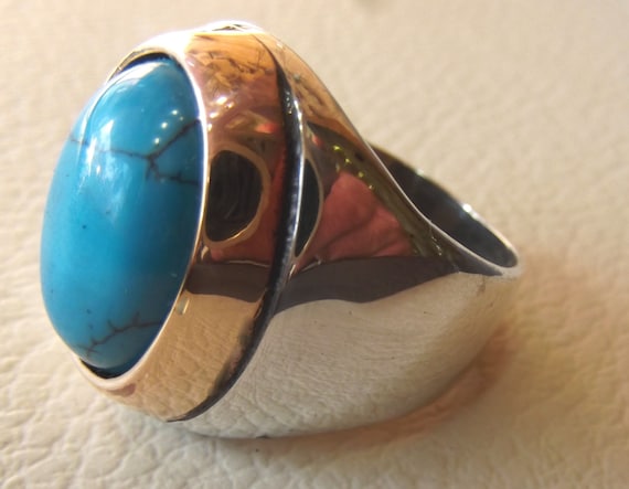 Buy Gold Plated Genuine Turquoise Ring for Men, 14K Gold Plated Over  Sterling Silver Signet Ring, Large Wide Men's Hippie Bohemian Navajo Ring  Online in India - Etsy