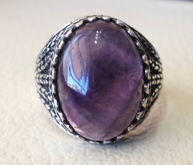 Bague Vintage En Argent 925 Avec Améthyste - Taille 60 (19,1mm) - Occasion, Fait Main