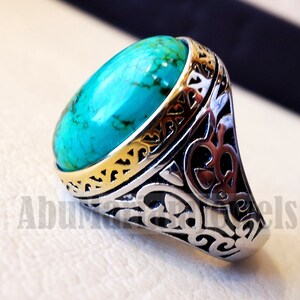 Man Ring Nishapur Tibet Turquoise Blue Natural High Quality - Etsy