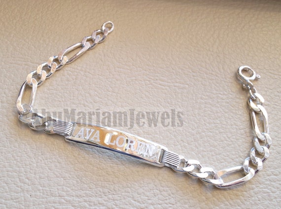 Men Silver Bracelet Laser Engraving Any Personalized Name Sterling