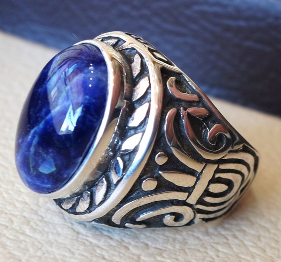 Size 7.75 - Royal Blue Labradorite Ring - Sterling Silver - Celestial Ring  - Handmade