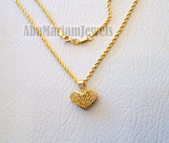 21K Gold 3d Heart Pendant With Rope Chain Gold Jewelry 16 and 20 Inches Fast Shipping With Gift Box Etsy Canada