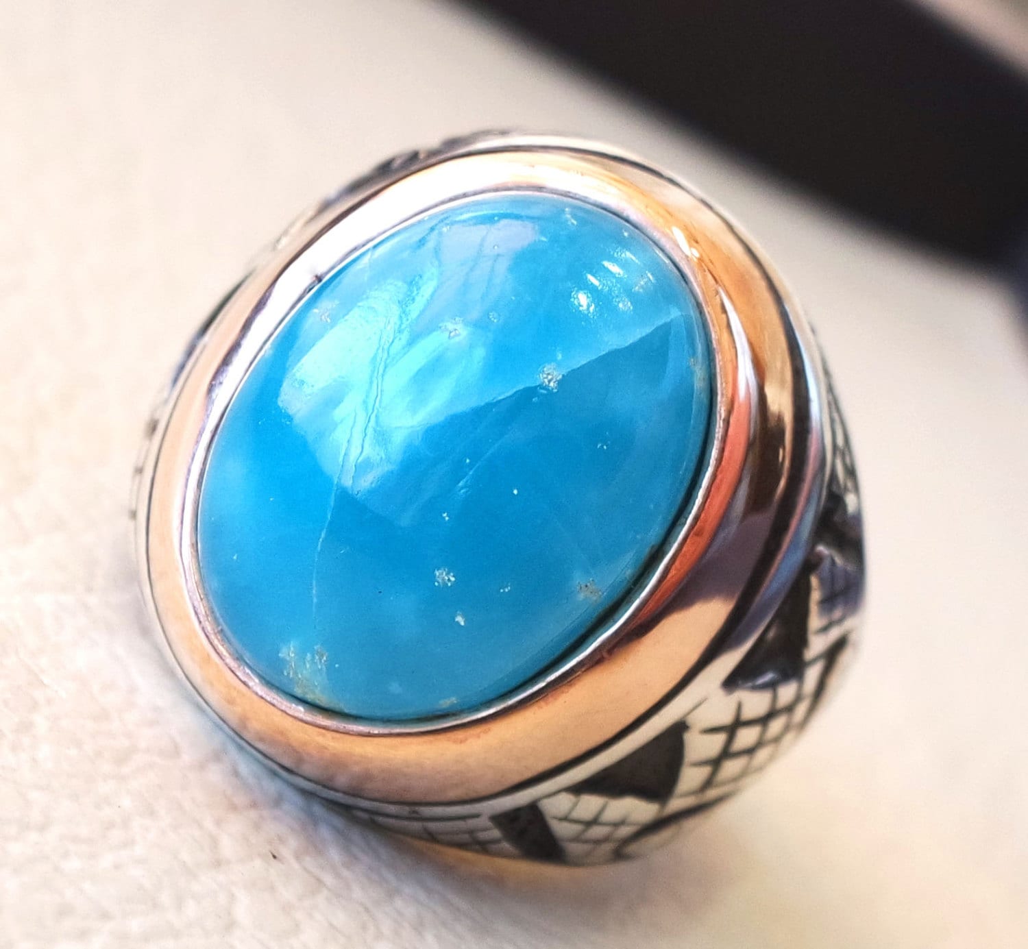 Buy Smithsonite Natural Sky Blue Stone Ring Sterling Silver 925