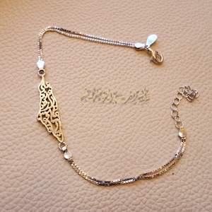 Palestina kleinere kaart armband met beroemd gedicht vers sterlingzilver turkoois 925 sieraden van hoge kwaliteit Arabisch و علم فلسطين
