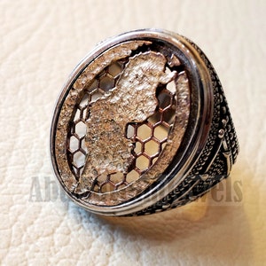 Tunesië , Tunisie , وونن kaart man ring sterling zilver en brons Arabische Midden-Oosten kalkoen oosterse antieke stijl snel verzending alle maten