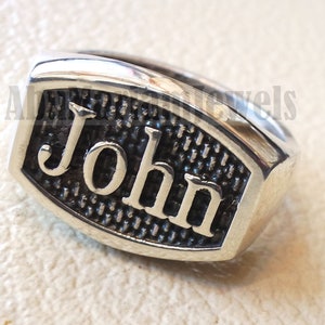 Nome anello personalizzato calligrafia inglese una parola personalizzato pesante tutte le taglie stile gioielli in argento Sterling 925 SN1002