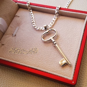 Palestina Return-sleutel met dikke ketting 2 sterling zilver 925 sieraden Arabisch Palestijns rechtensymbool snelle verzending مفتاح العودة فلسطين