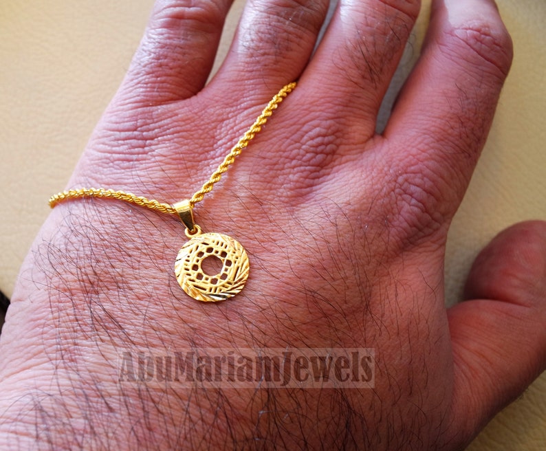21K Gold Round Pendant With Rope Chain Gold Jewelry 16 and 20 - Etsy