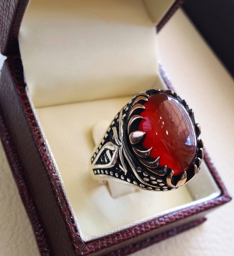 Bague Ajustable En Cornaline Naturelle 18x25mm - Monture En Fer, Neuf Avec étiquettes
