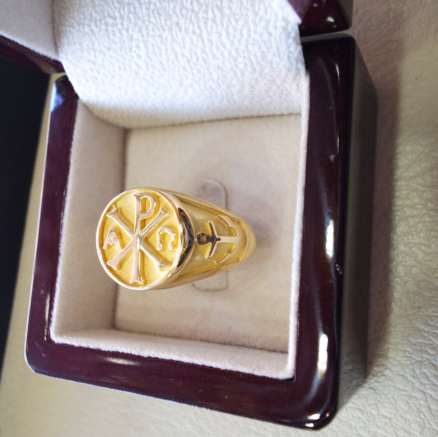 Chi rho ring gold sale