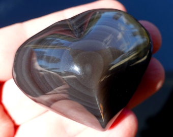 RAINBOW OBSIDIAN HEART - Rainbow Obsidian - Polished Obsidian - Black Obsidian - Crystal Heart