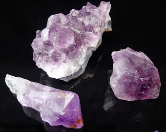 Amethyst Crystal Set: Two Points, One Cluster
